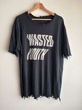 Alchemist Chaos 2020 Wasted Youth Distressed T-Shirt Rib Cage Black - Tag Cut